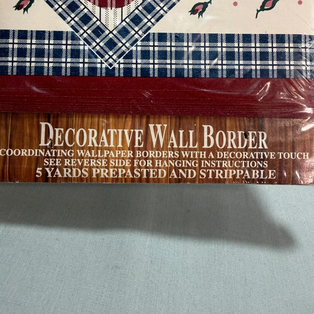 General Store Wall Border Strawberry Plaid Country Farmhouse Cottagecore 15 Yds